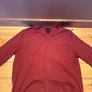 Banana Republic Men's Luxury Blend V-Neck Sweater in Rust.